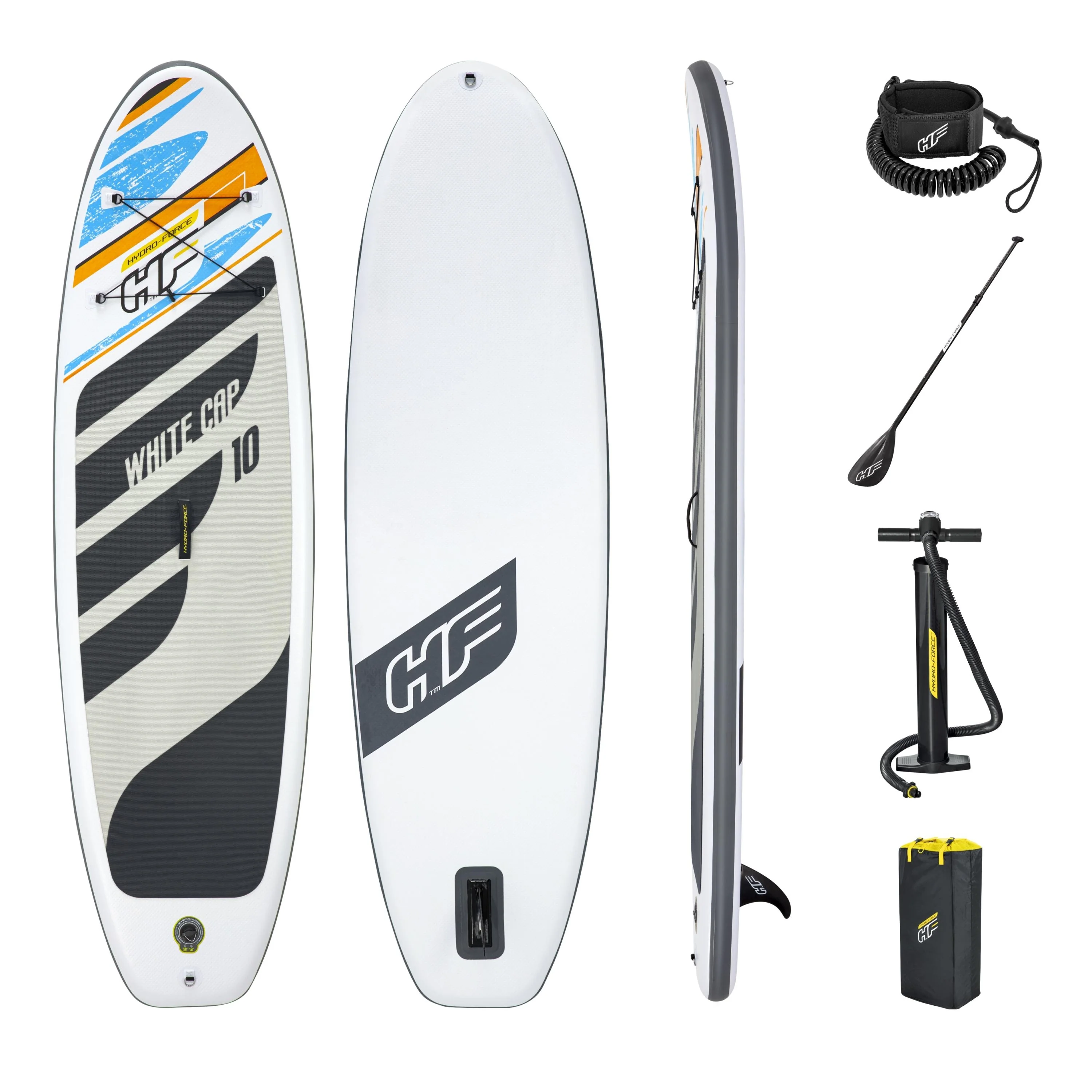 Hydro-Force 10FT SUP Inflatable Paddle Board Set White Cap