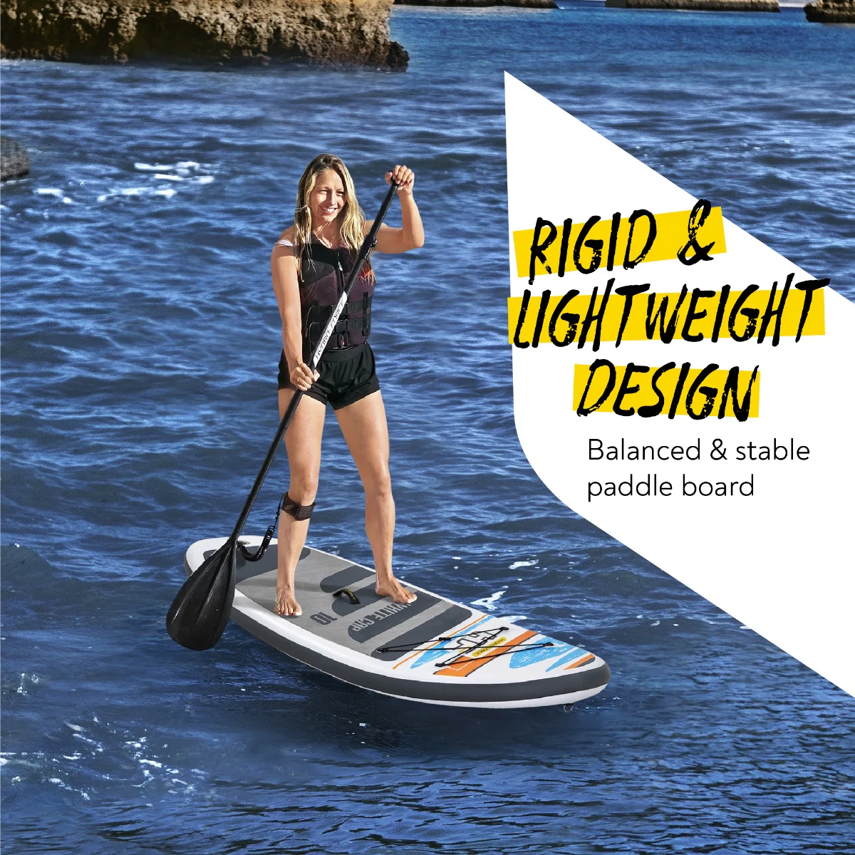 Hydro-Force 10FT SUP Inflatable Paddle Board Set White Cap - Image 4