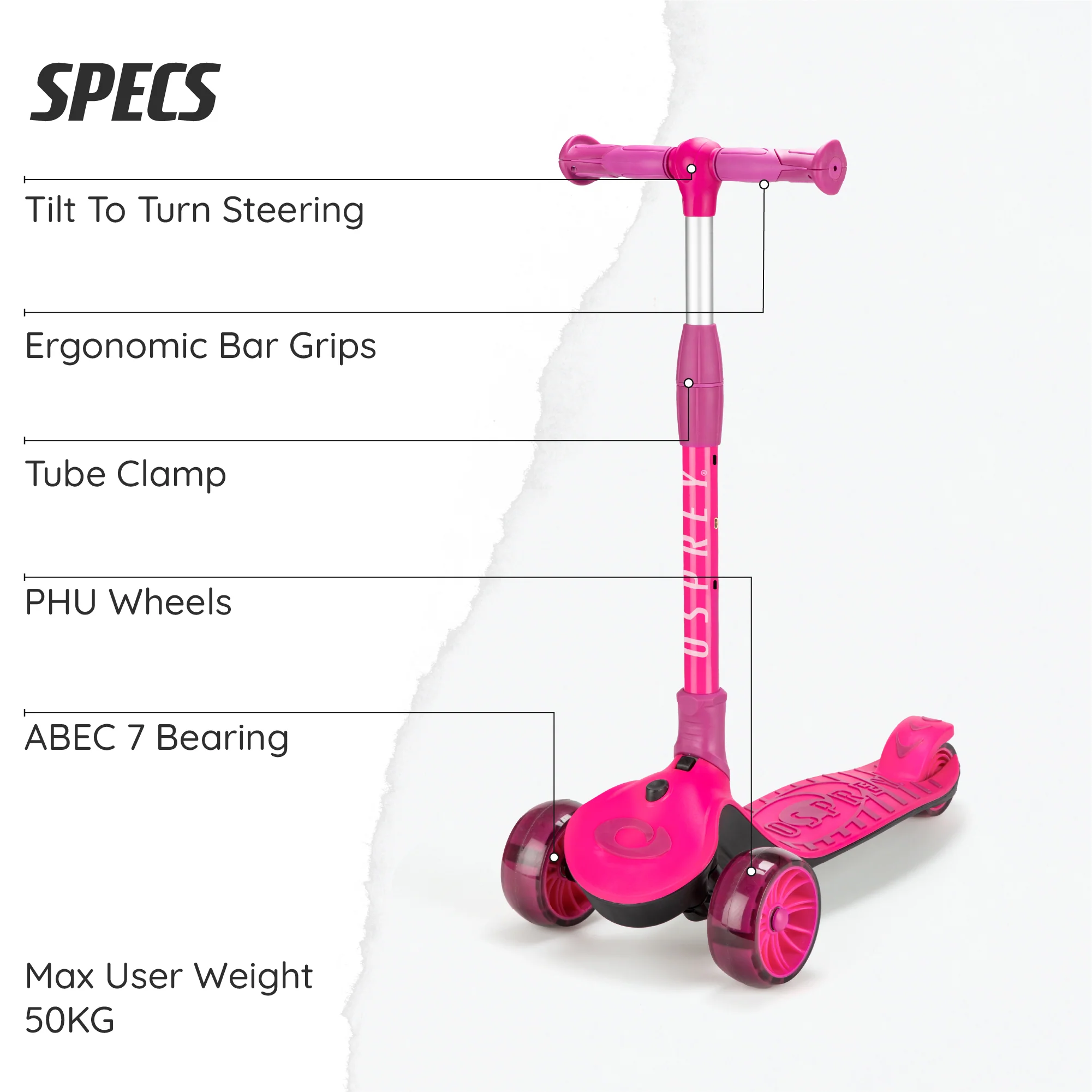 3Ride Tri-Scooter - Pink - Image 6