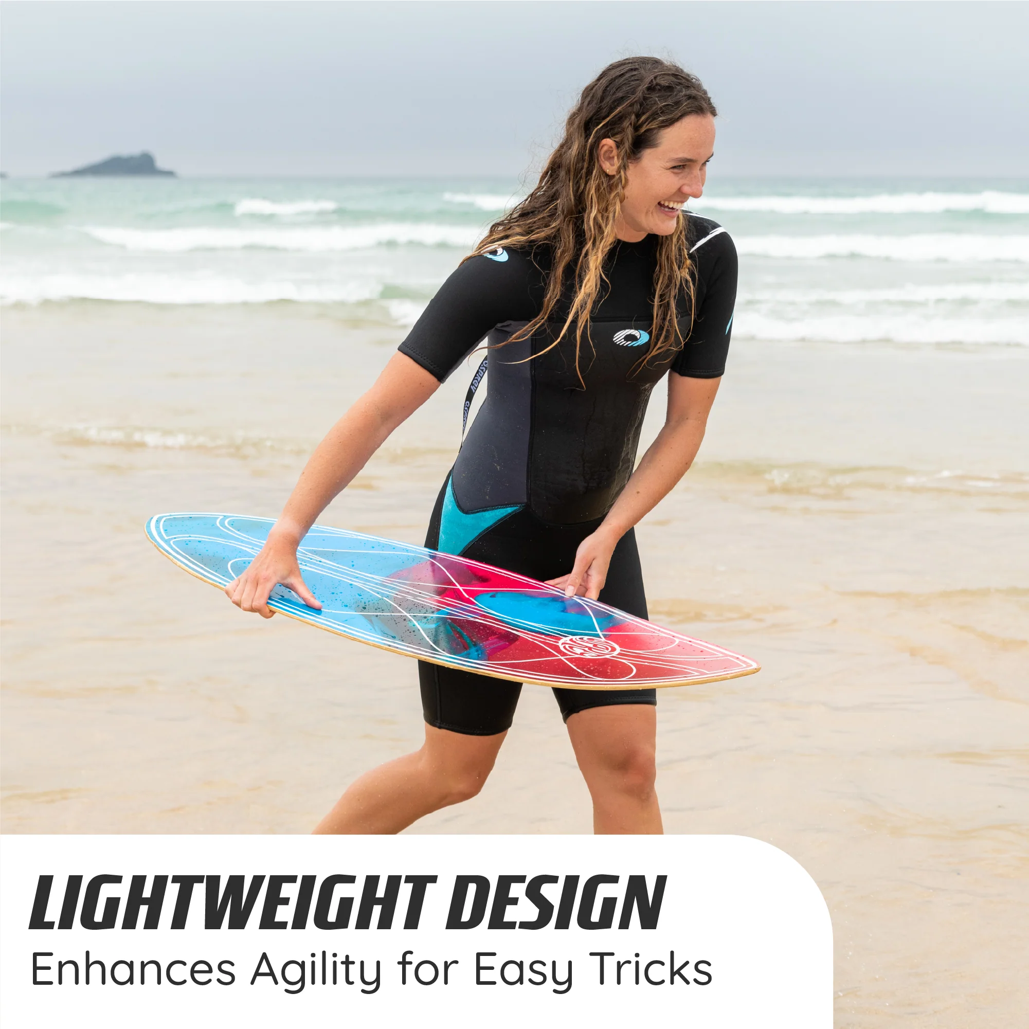 41" Skimboard Pin Tail Board - Pinstripe - Image 2