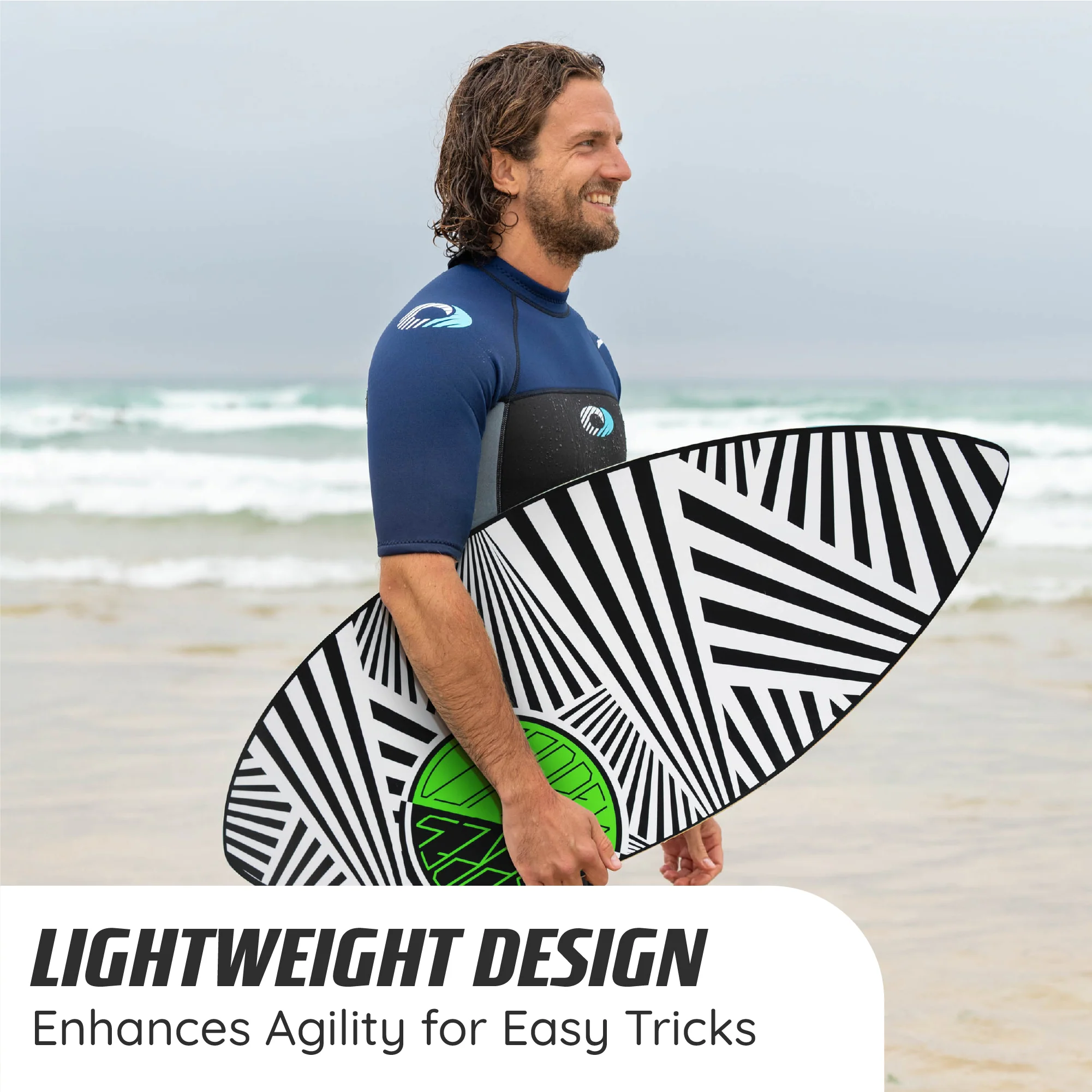 41" Skimboard Pin Tail Board - Zig Zag - Image 2
