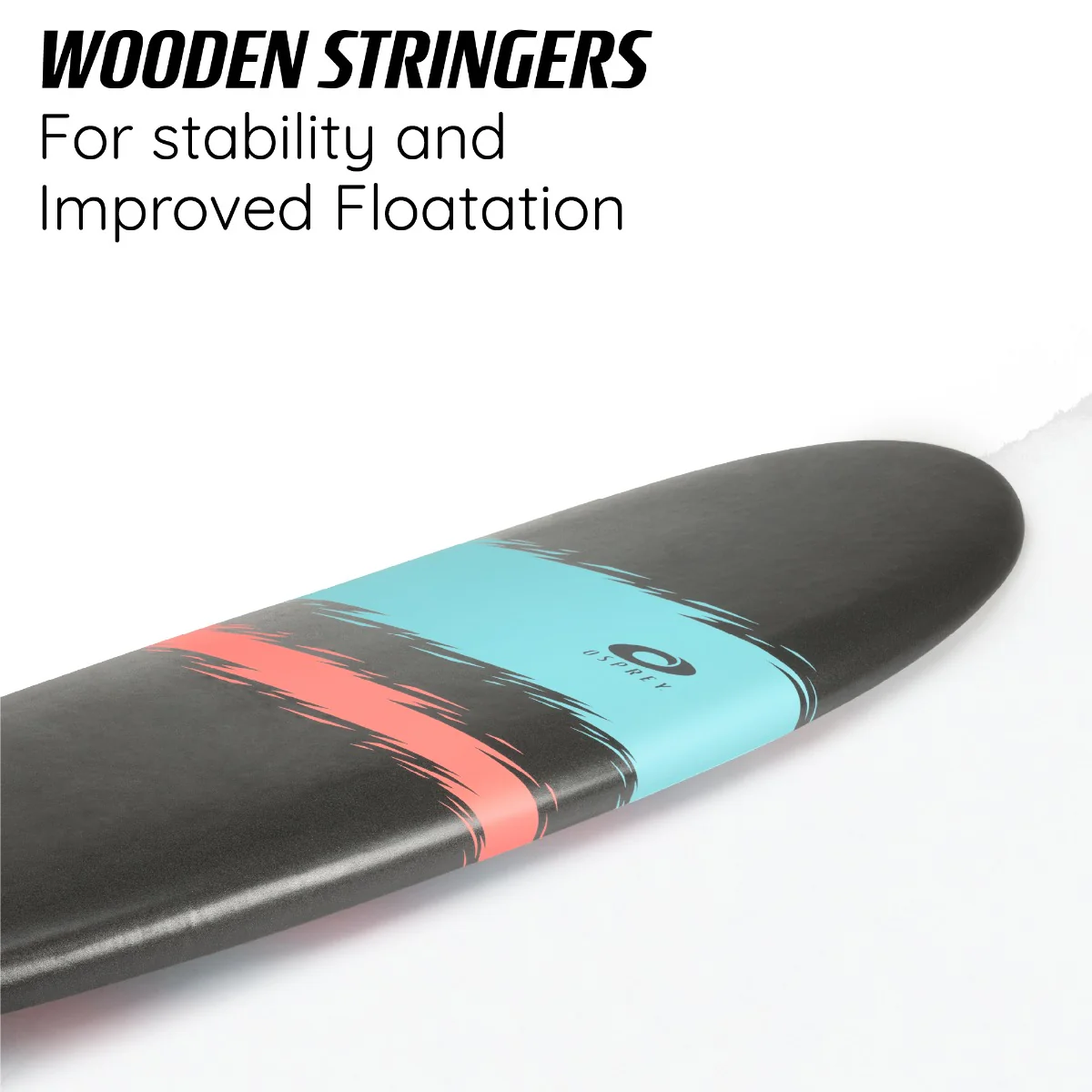 7ft 2in Foam Surfboard - Jagged Stripe - Image 5