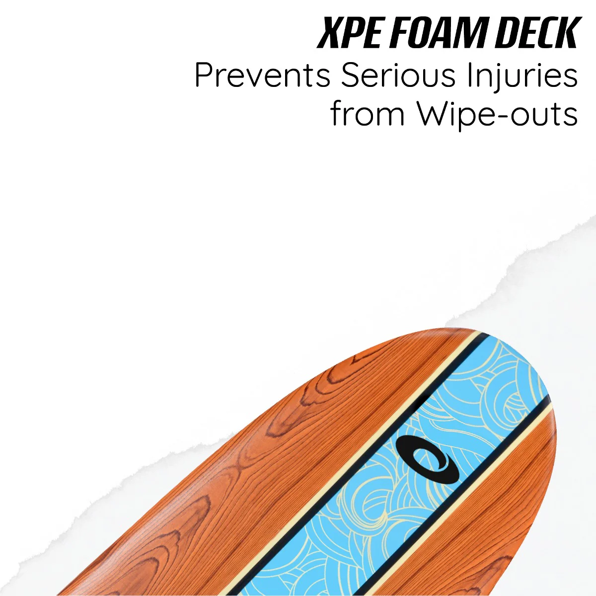 7ft 2in Foam Surfboard - Wood - Image 4