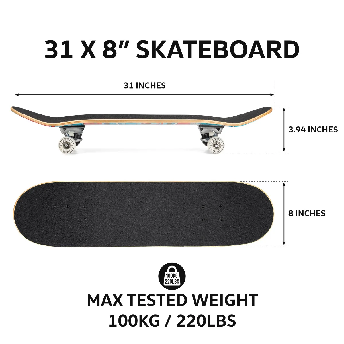8" x 31" Complete Double Kick Skateboard - VW COMIC - Image 7