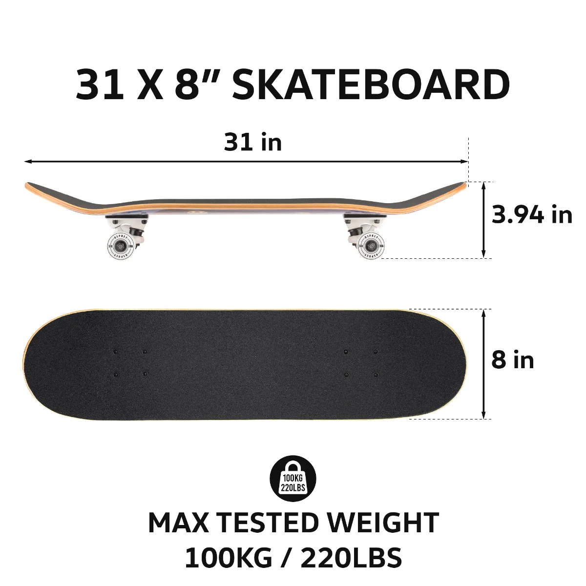 8" x 31" Complete Double Kick Skateboard - Volkswagen Sunset - Image 7