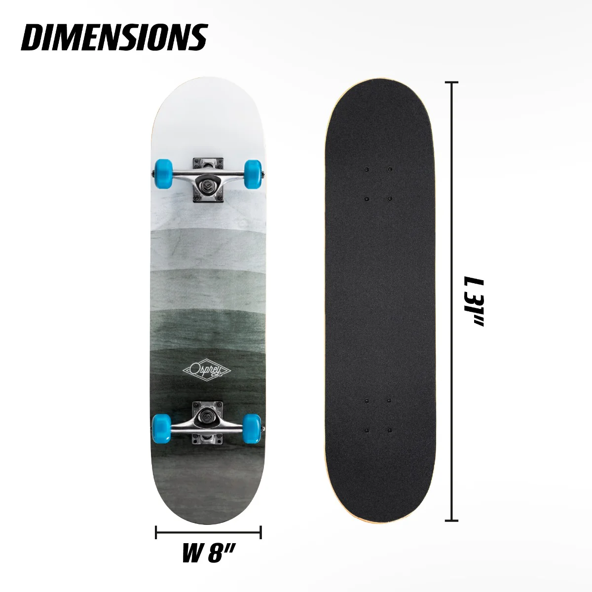 8" x 31" Complete Double Kick Skateboard - Wood Fade - Image 7