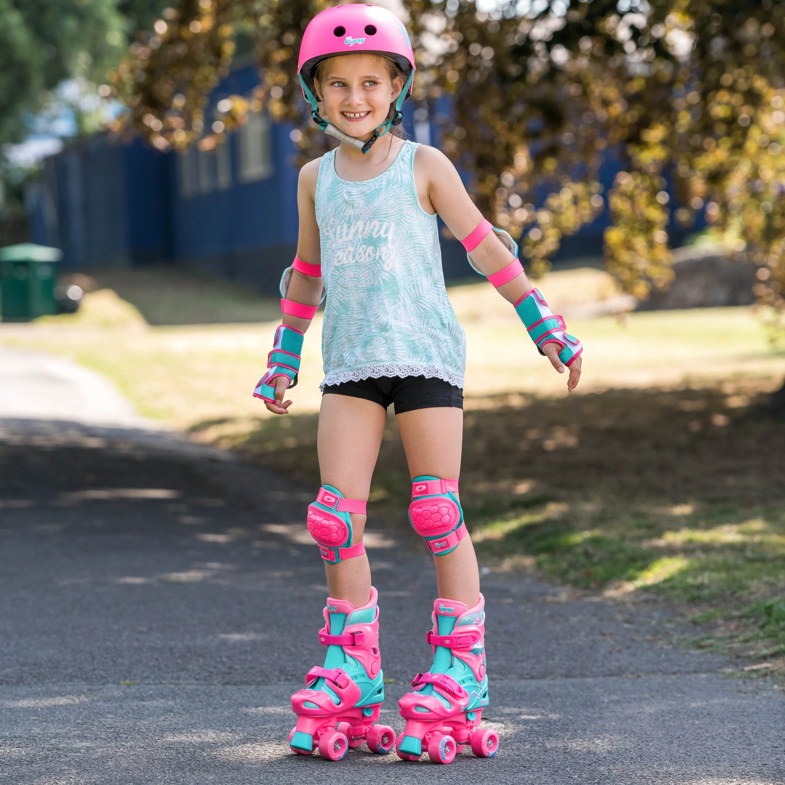 Kids Adjustable Quad Roller Skates - Flower - Image 2