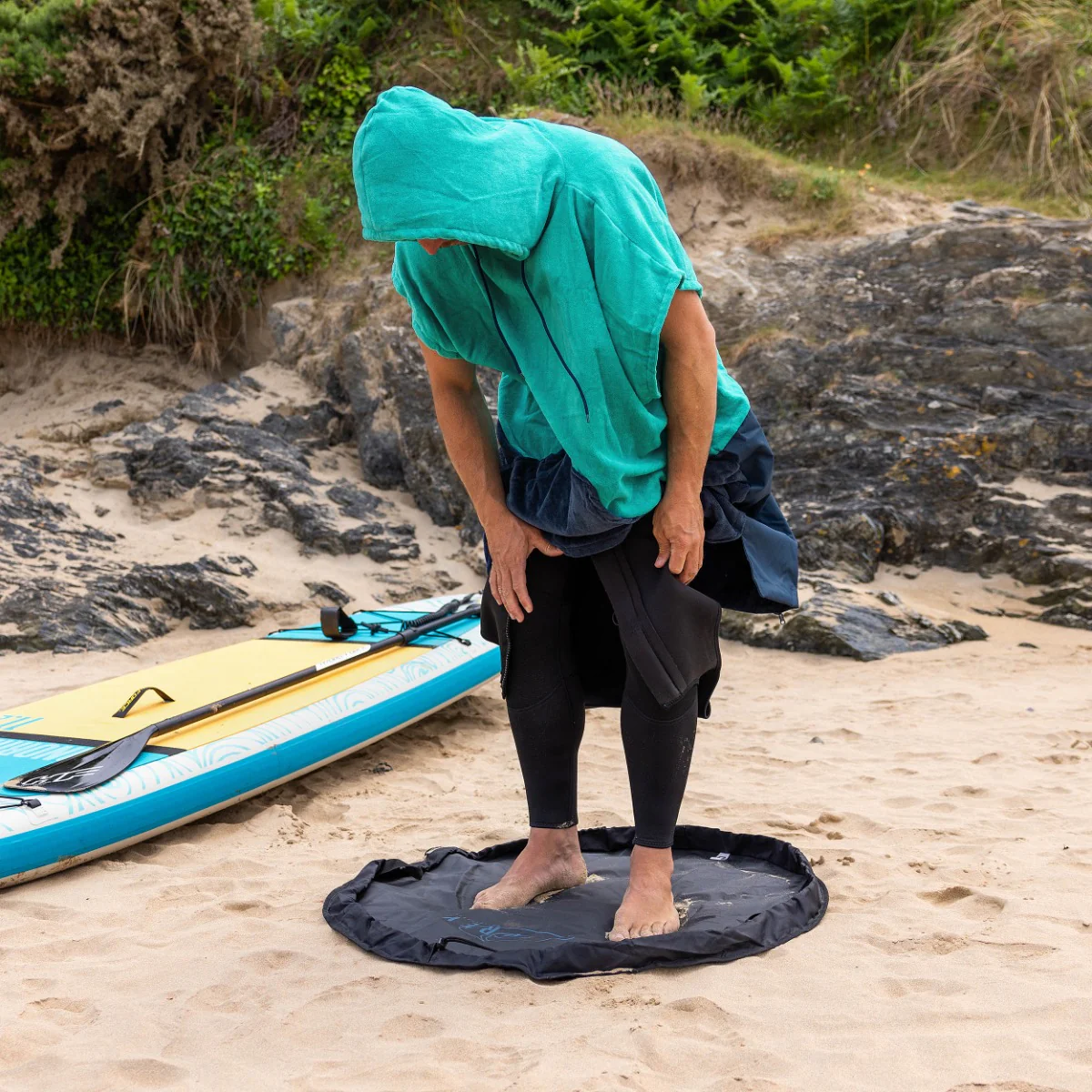 Adult Hooded Poncho Towel - Aqua - Image 2
