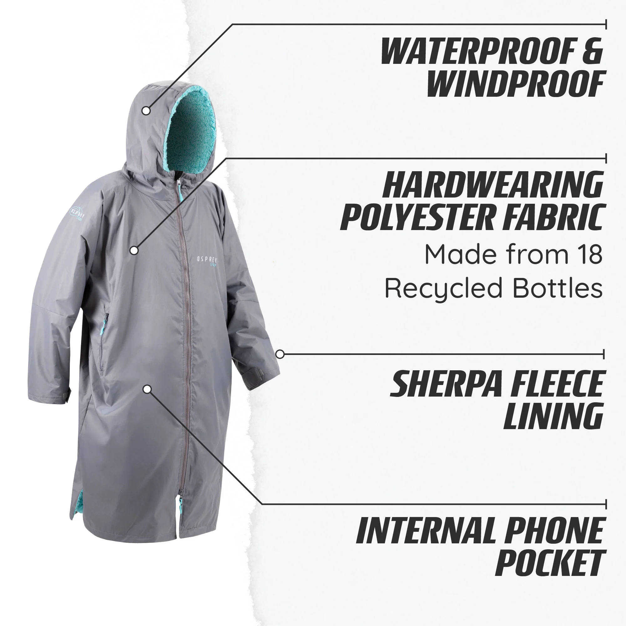 Hooded Changing Robe - Unisex - Grey - Image 6