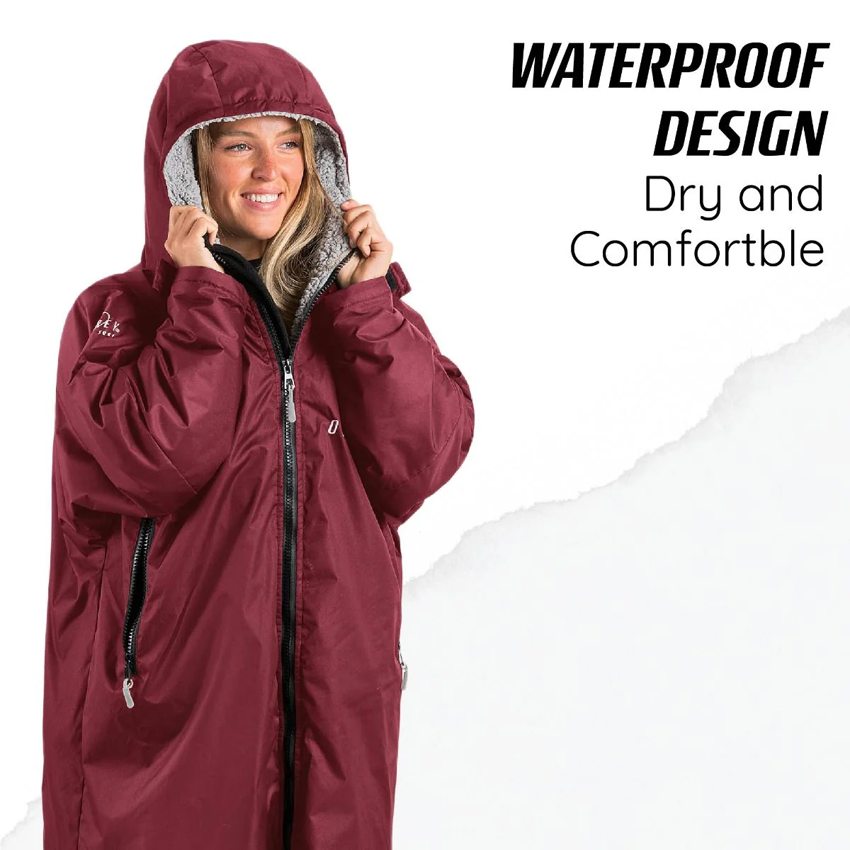 Hooded Changing Robe - Unisex - Maroon - Image 3