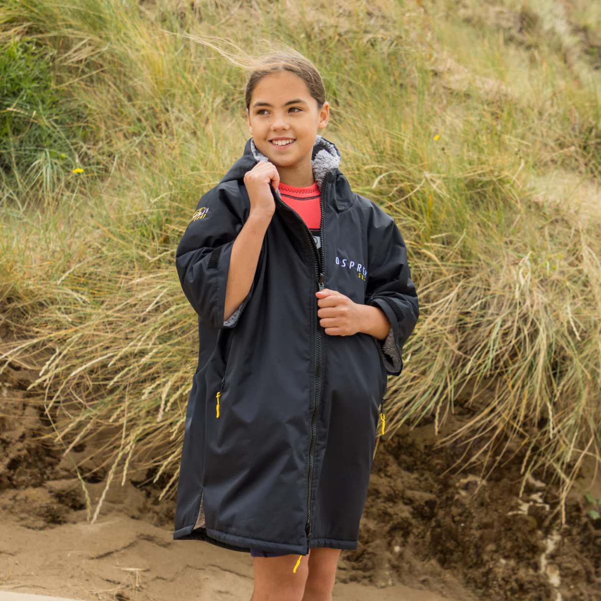 Hooded Kids Changing Robe - Black