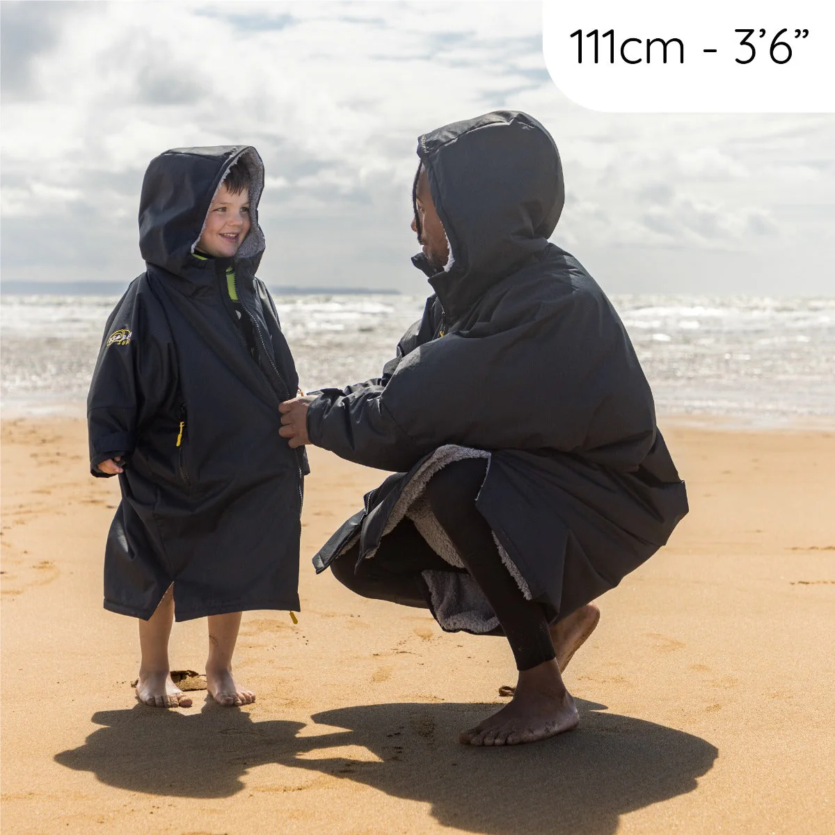 Hooded Kids Changing Robe - Black - Image 3