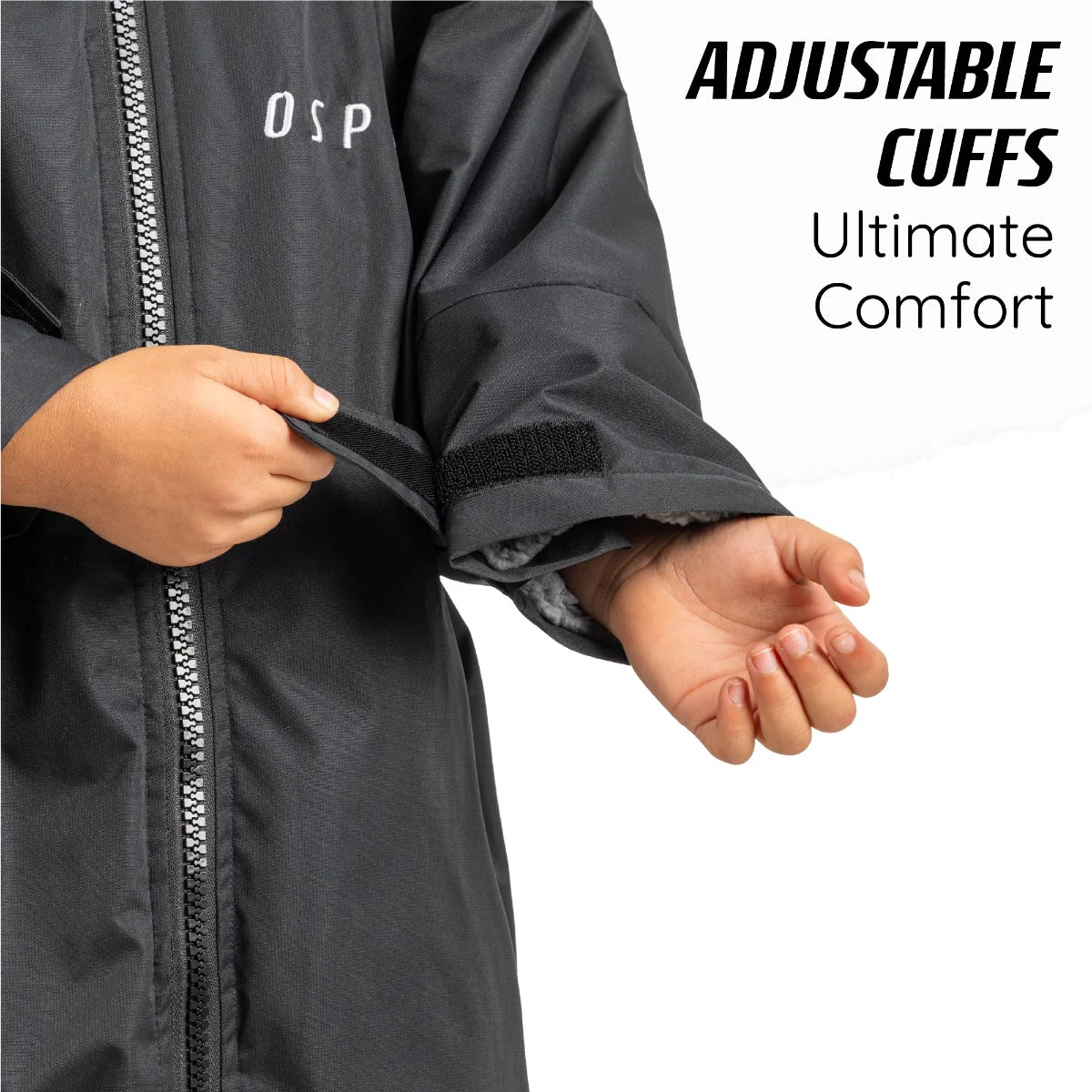 Hooded Kids Changing Robe - Black - Image 5