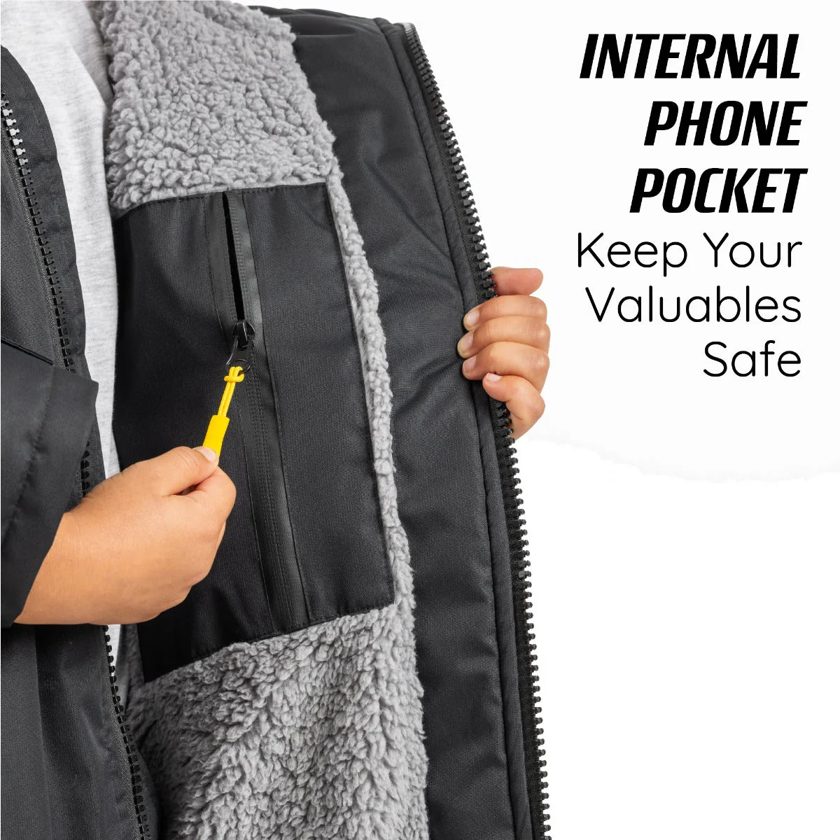 Hooded Kids Changing Robe - Black - Image 6