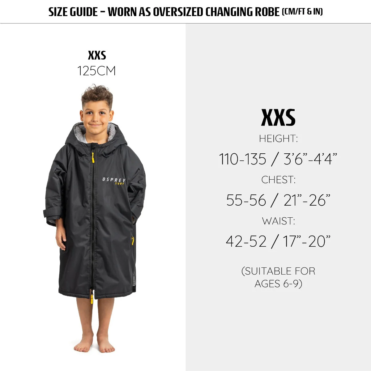 Hooded Kids Changing Robe - Black - Image 7