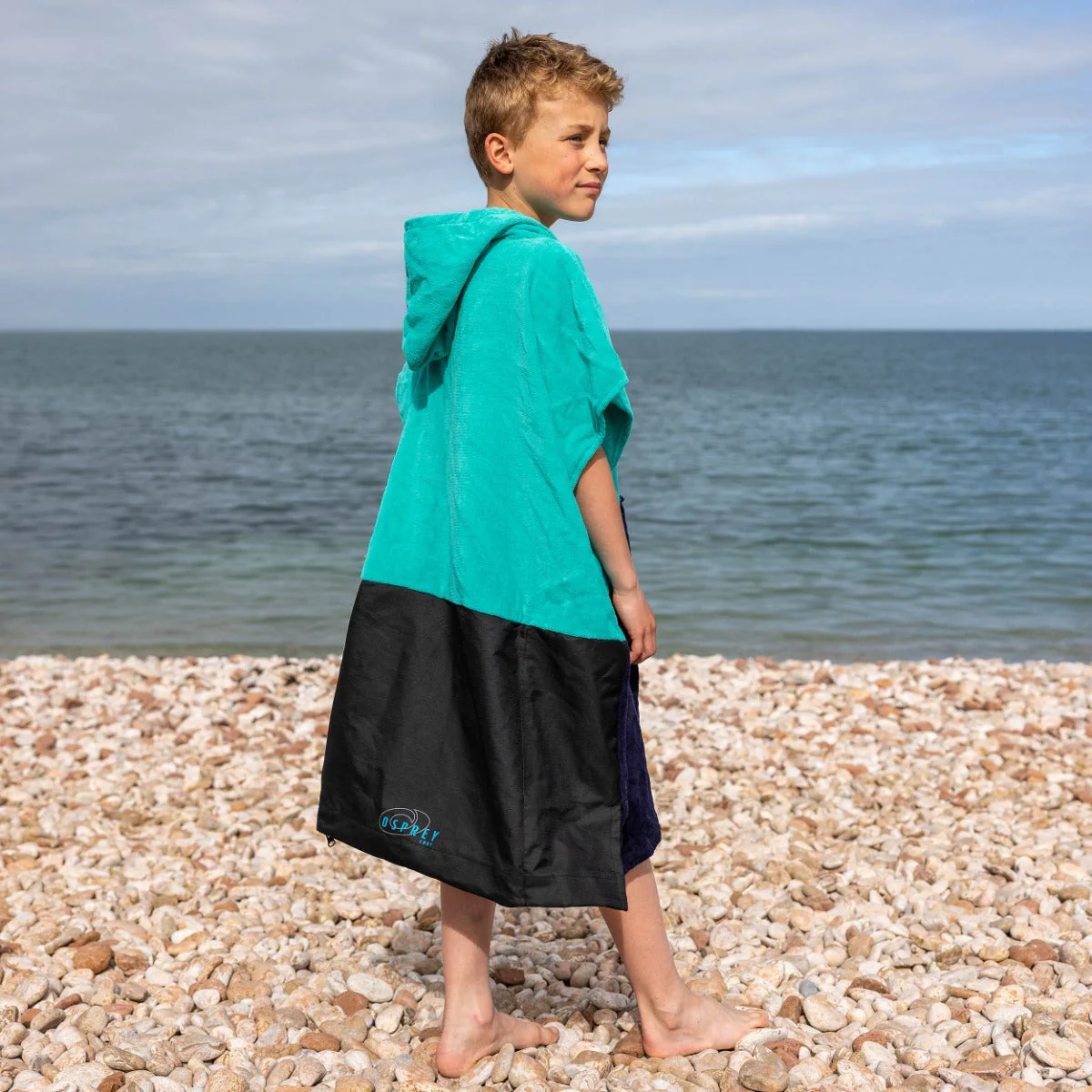 Junior Hooded Poncho Towel - Teal - Image 2