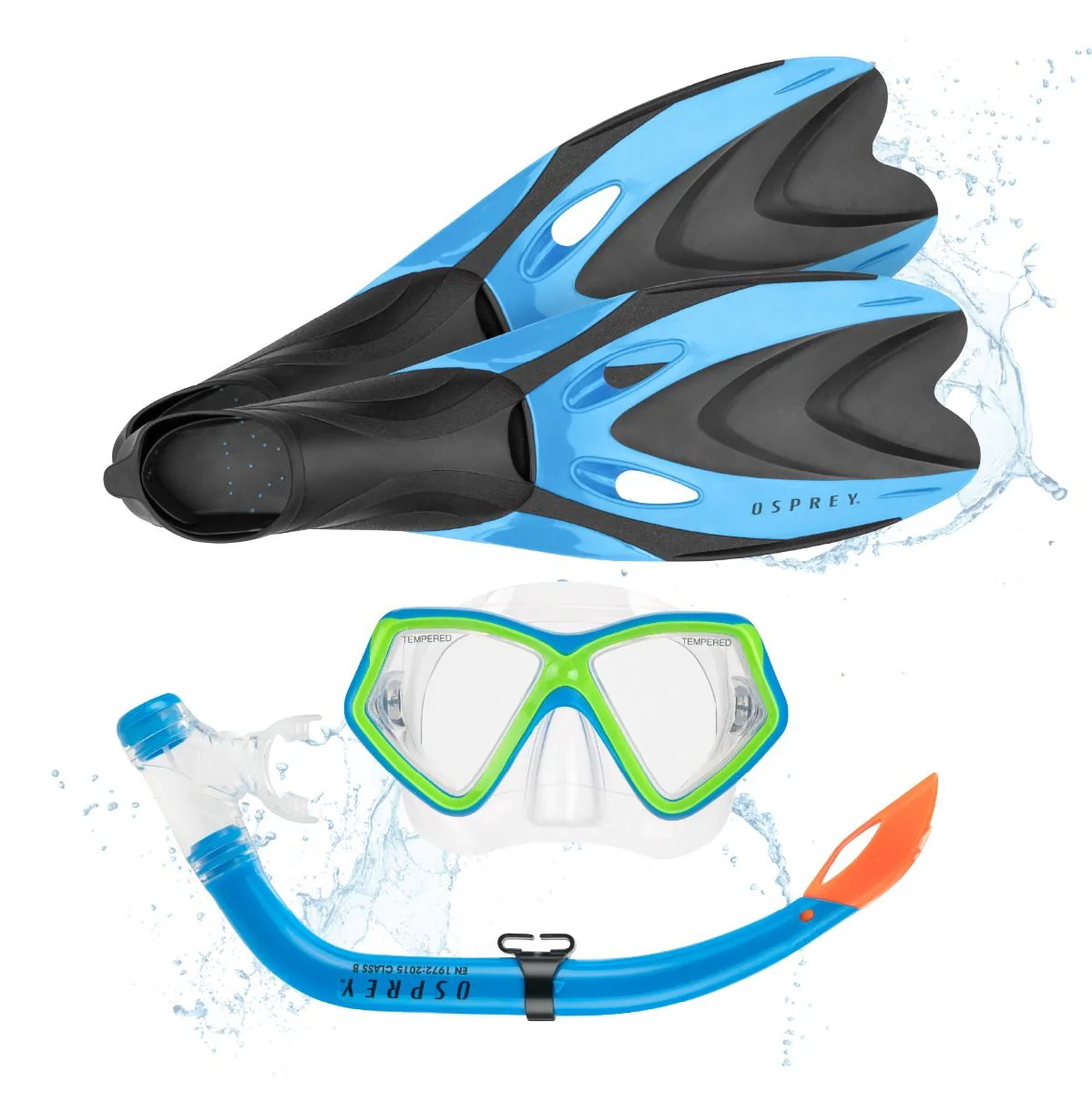 Junior Snorkel Set with Flippers - Blue