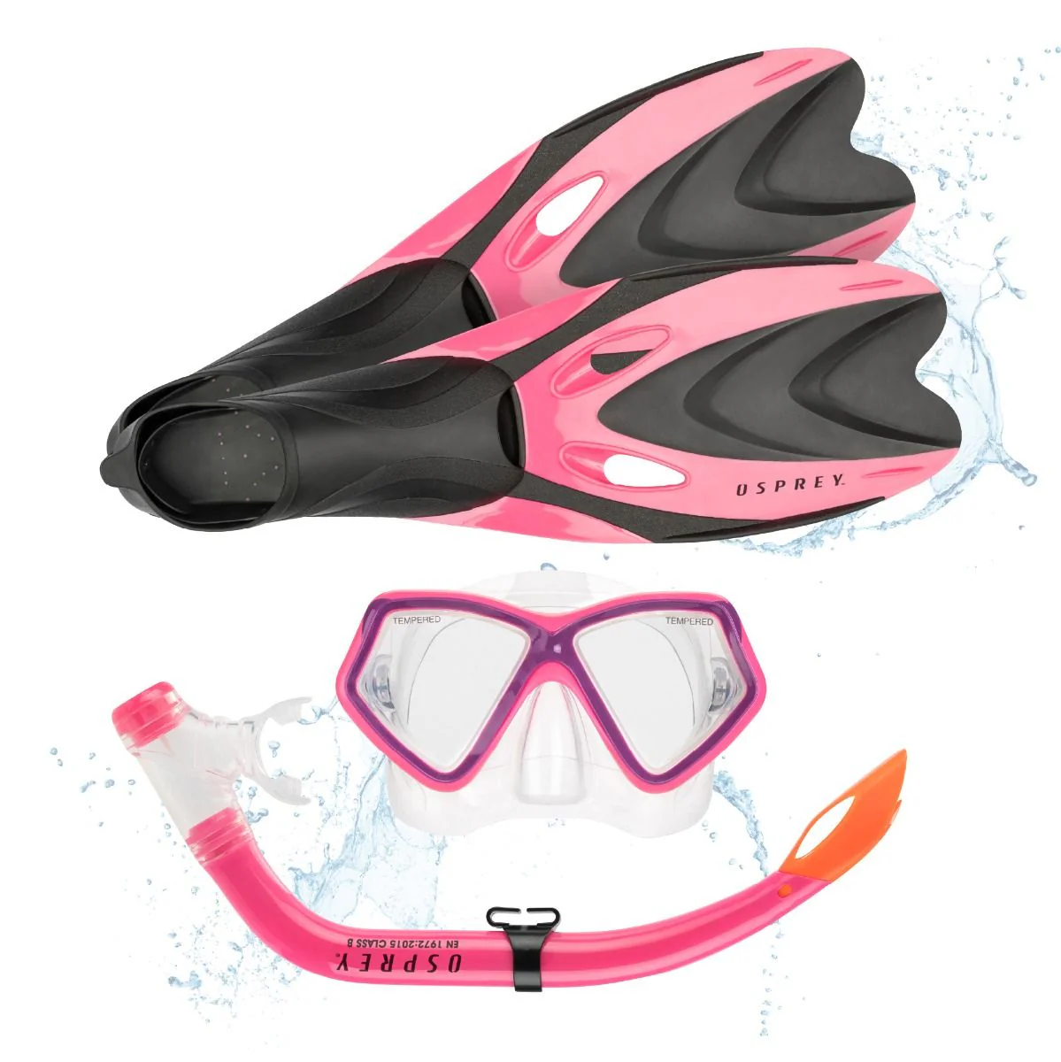 Junior Snorkel Set with Flippers - Pink