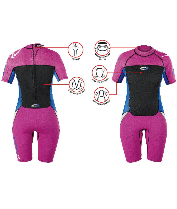 Kids 3mm Origin Shorty Wetsuit - Pink - Image 6