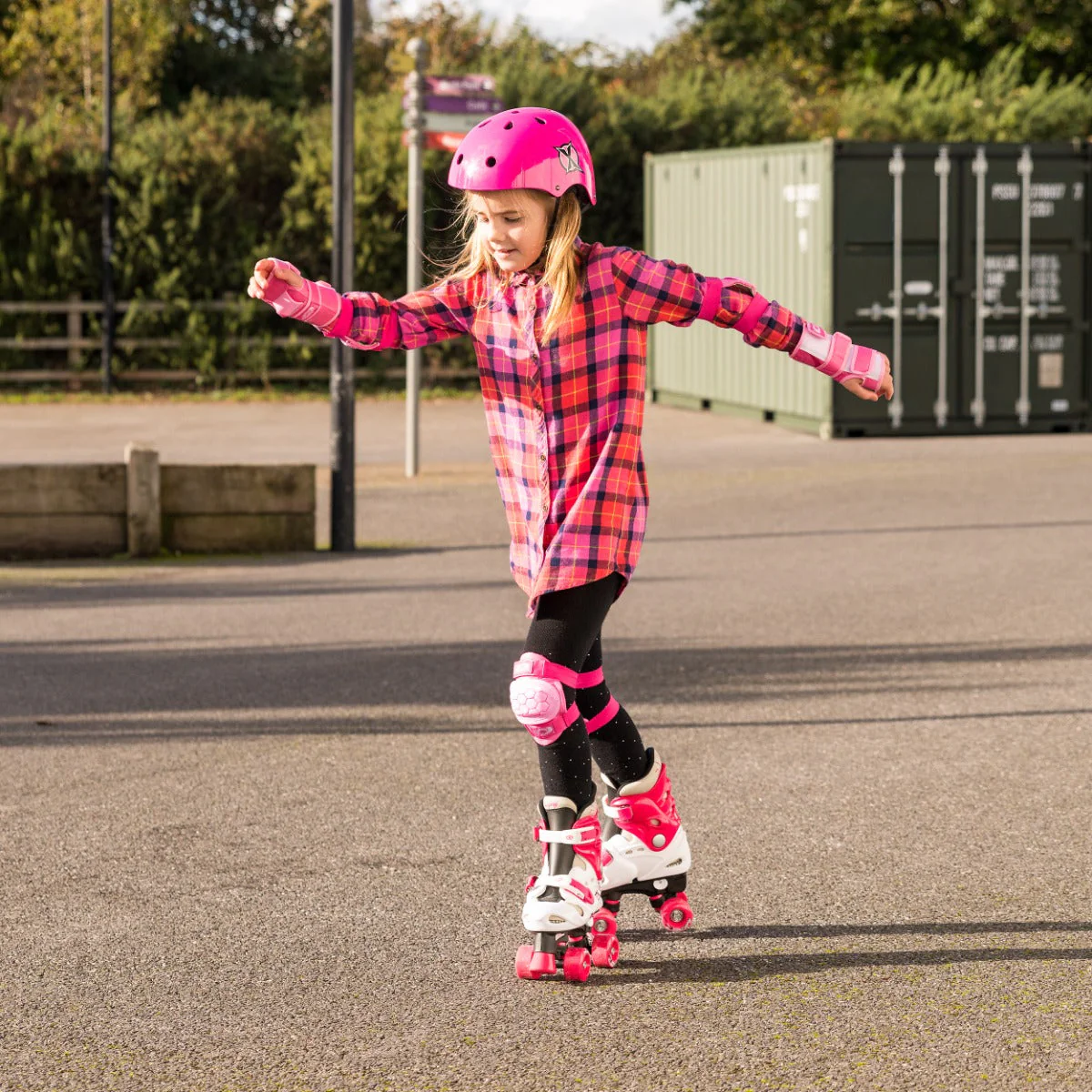 Kids Adjustable Quad Roller Skates - Pink - Image 2