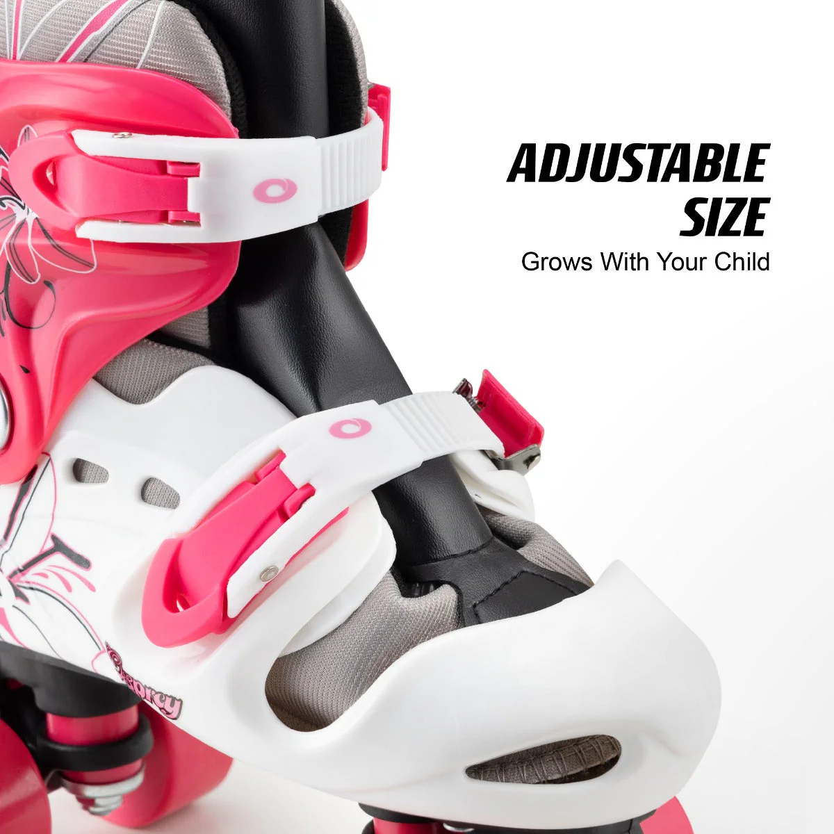 Kids Adjustable Quad Roller Skates - Pink - Image 3