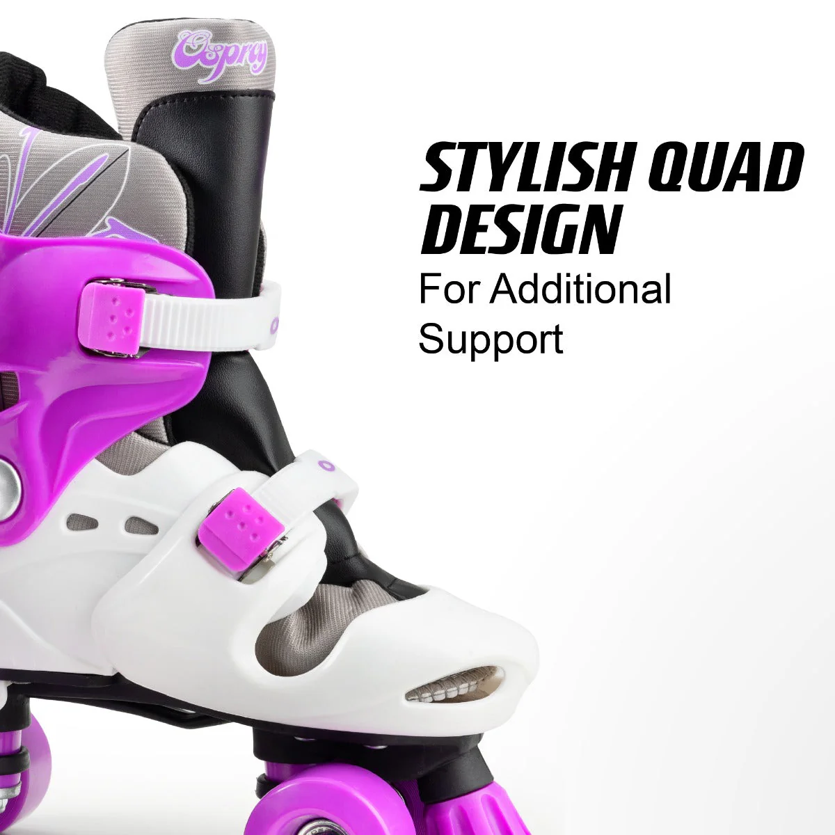 Kids Adjustable Quad Roller Skates - Purple - Image 5