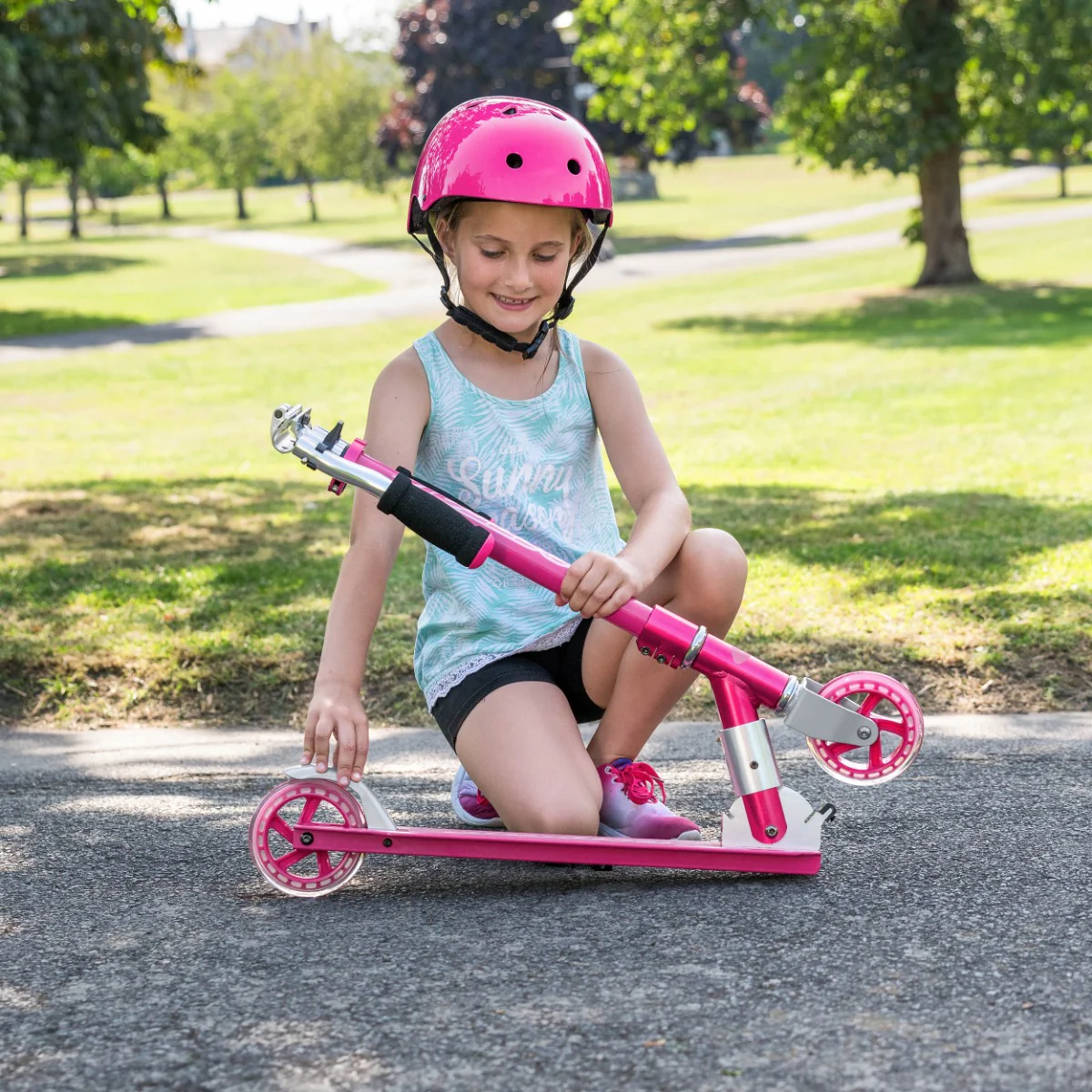 Kids Folding Scooter - Buzz - Pink - Image 3