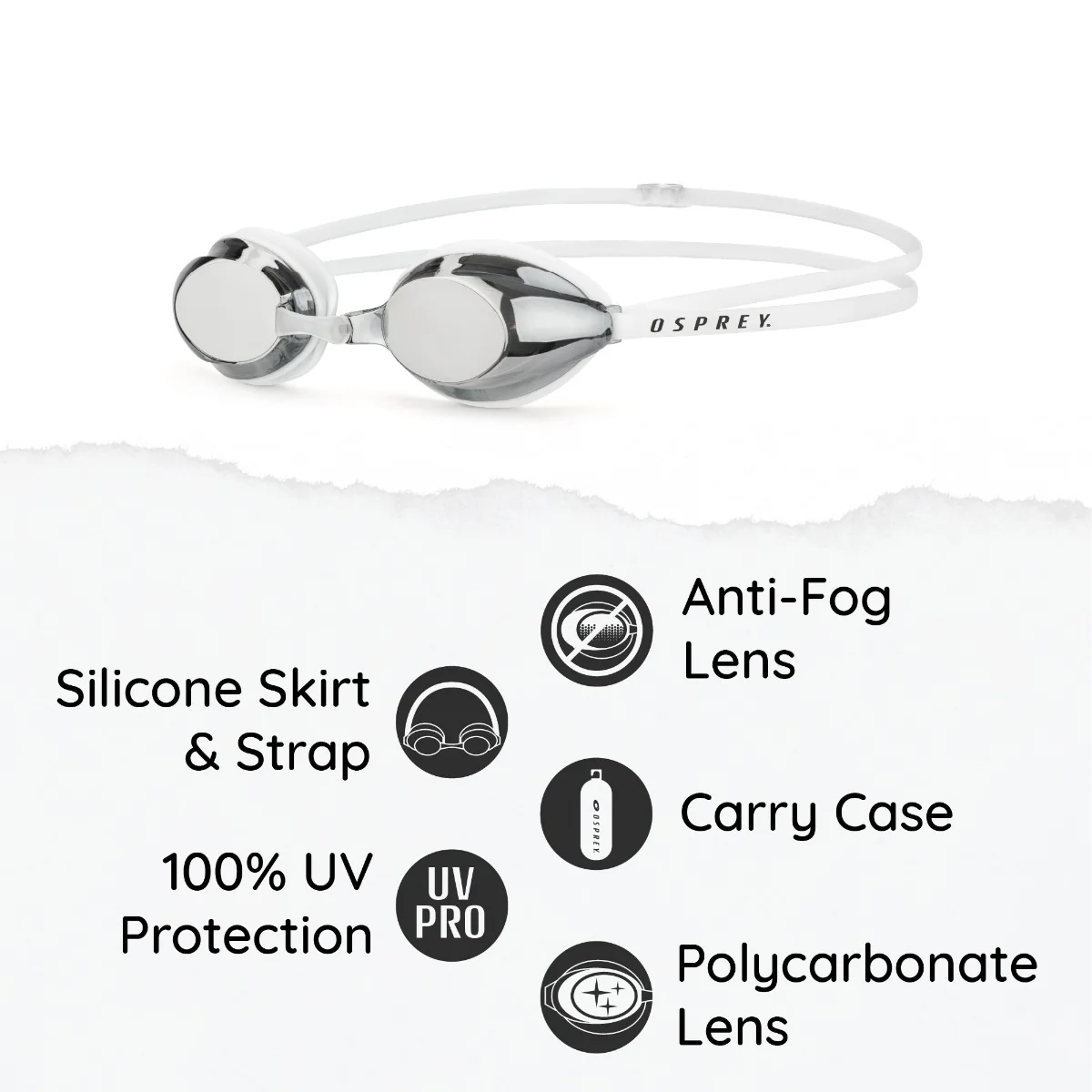 Kids Pro Race Swim Goggles - White - Image 5