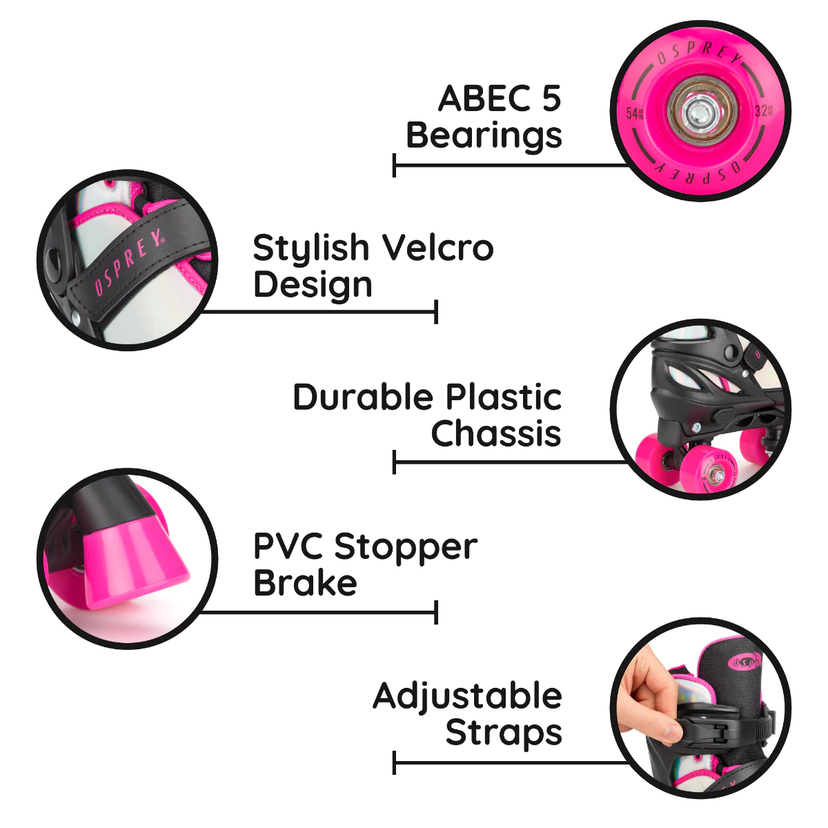 Kids Surge Semi-Soft Quad Skates - Pink - Image 6