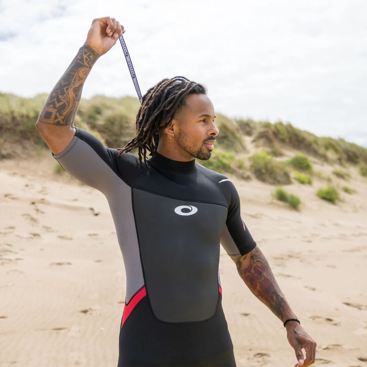 Mens 3mm Origin Shorty Wetsuit - Red - Image 2